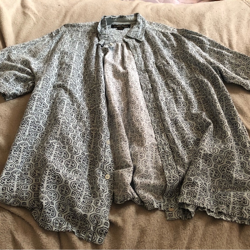 Andrew Fezza Blue and White Patterned Shirt